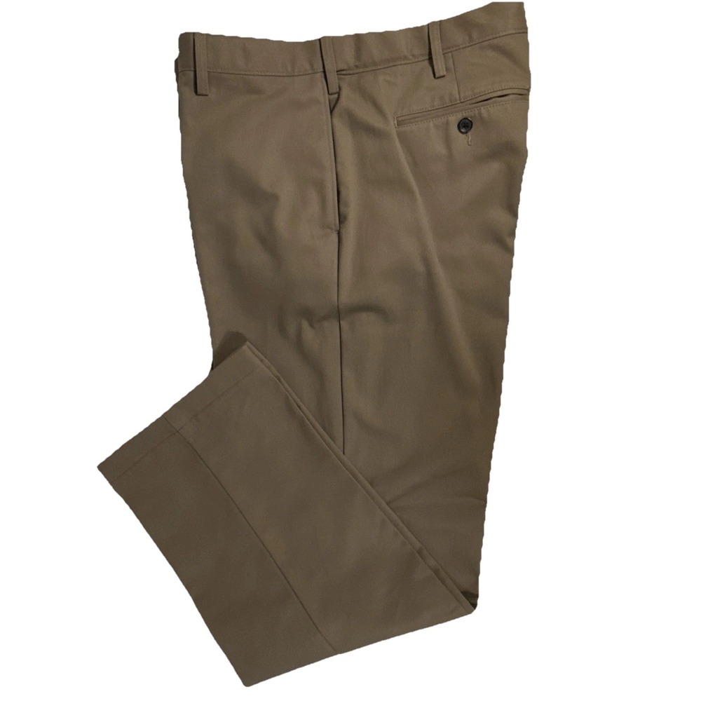 Land's End Traditional Fit Straight Leg Dress Pants Men's 36 Khaki Flat Front - Picture 1 of 12
